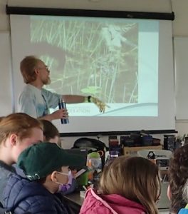 Photo of herpetologist Dave Seburn giving talk at Macoun Club